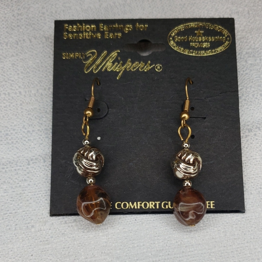 Gold and Brown Earrings